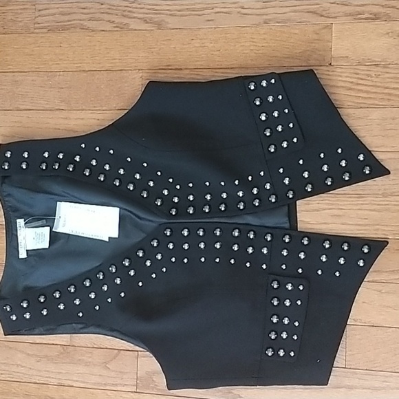Alberto Makali Black Studded Open Front Vest M - Picture 8 of 11